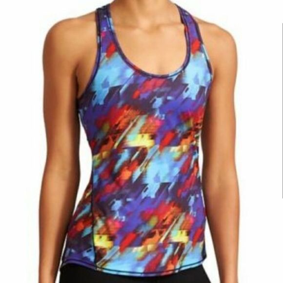Athleta Chi Racerback Tank Multicolor Blue Red - Picture 1 of 7